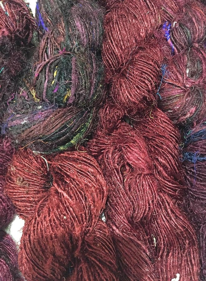 Knitsilk Recycled Sari Silk Yarn - Blackish Maroon Shade (100 Grams) - Image 2